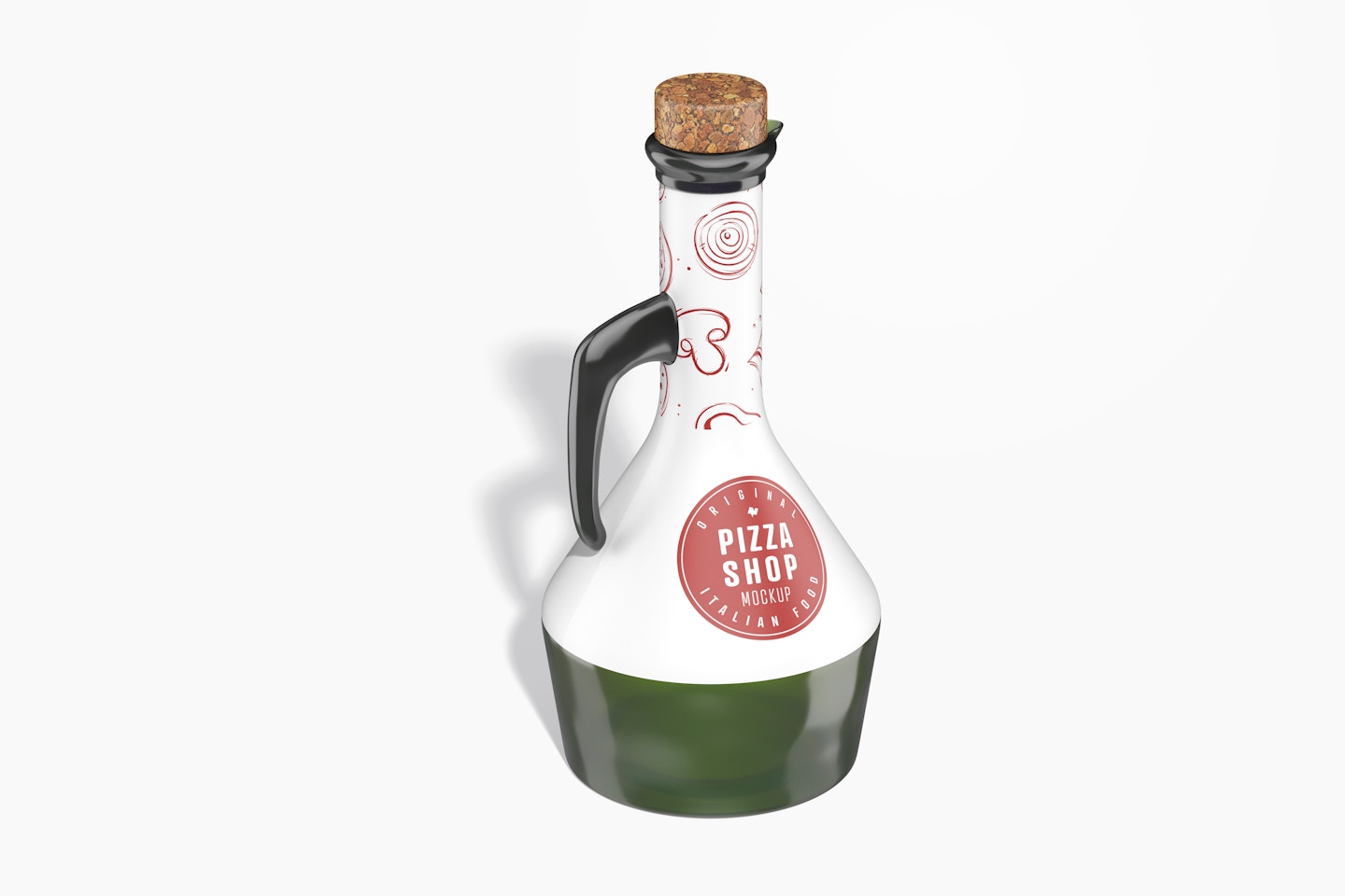 500 ml Olive Oil Bottle Mockup, High Angle View