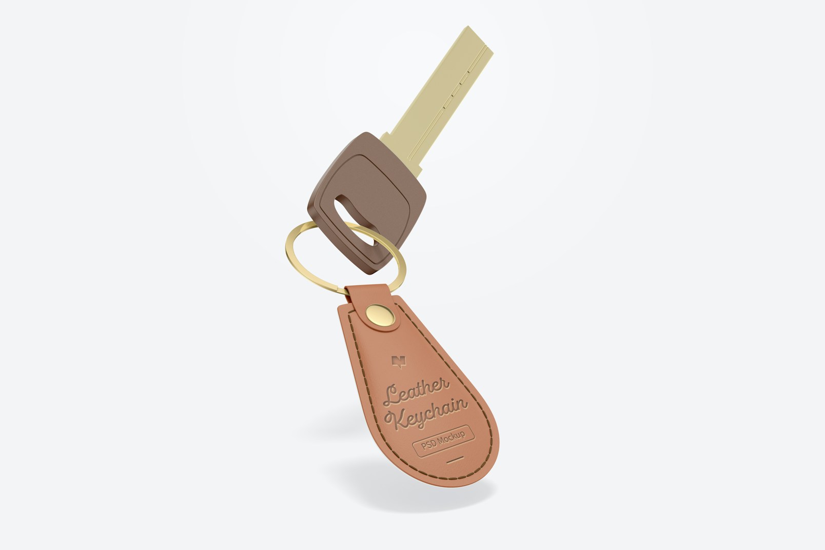 Leather Keychain with Button Mockup, Falling