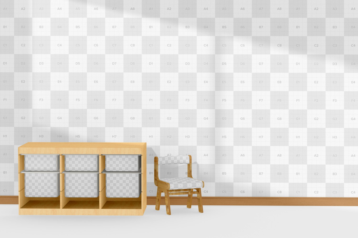 Baby Room Wall with Furniture Mockup