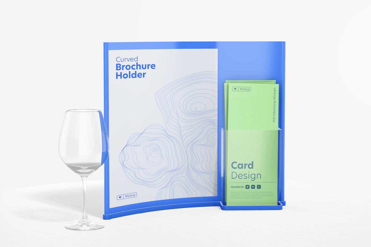 Curved Brochure Holder Mockup, with Glass