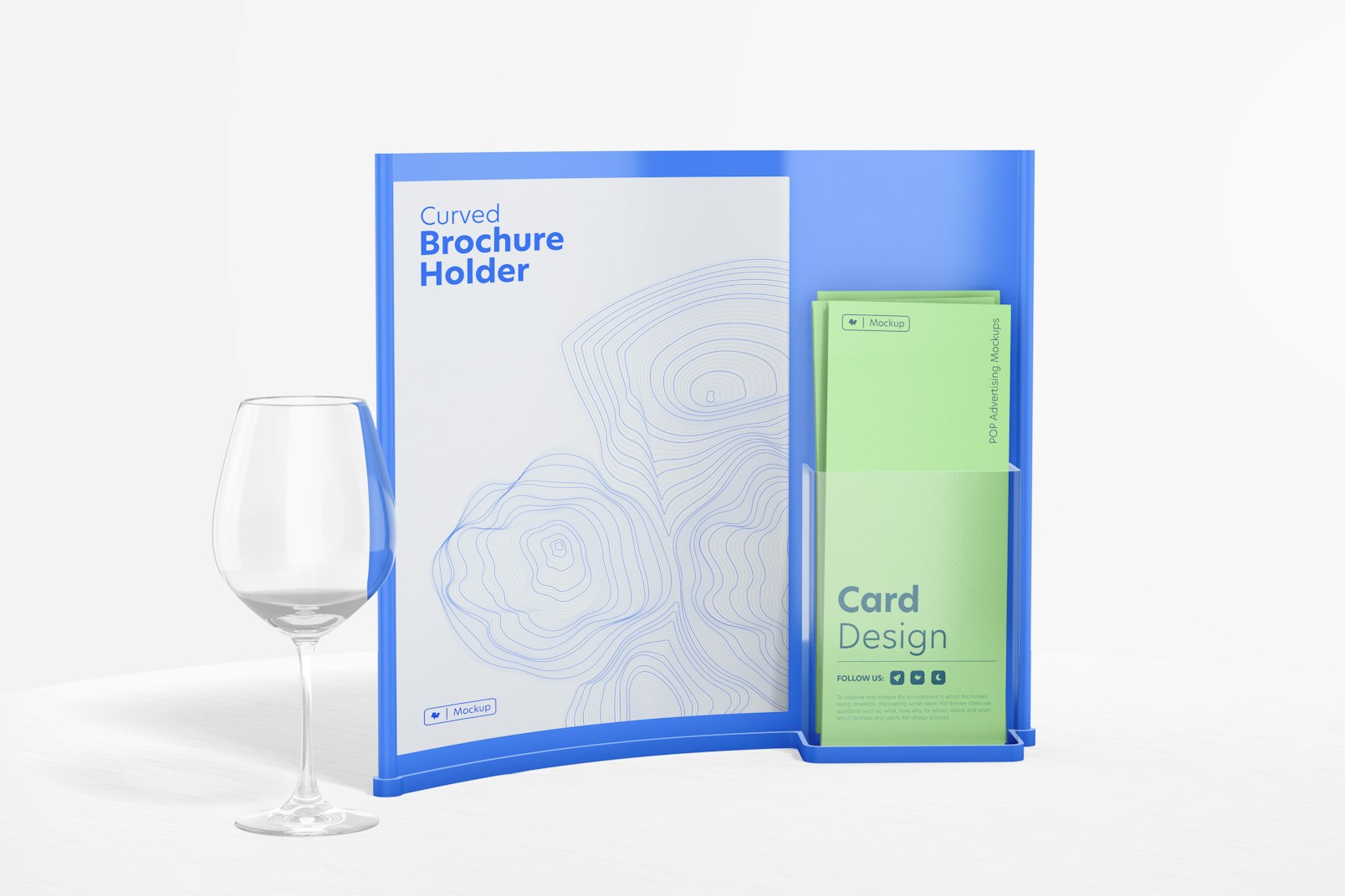 Curved Brochure Holder Mockup, with Glass
