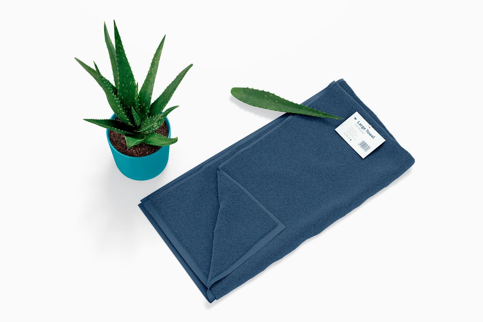 Large Towel with Pot Plant Mockup
