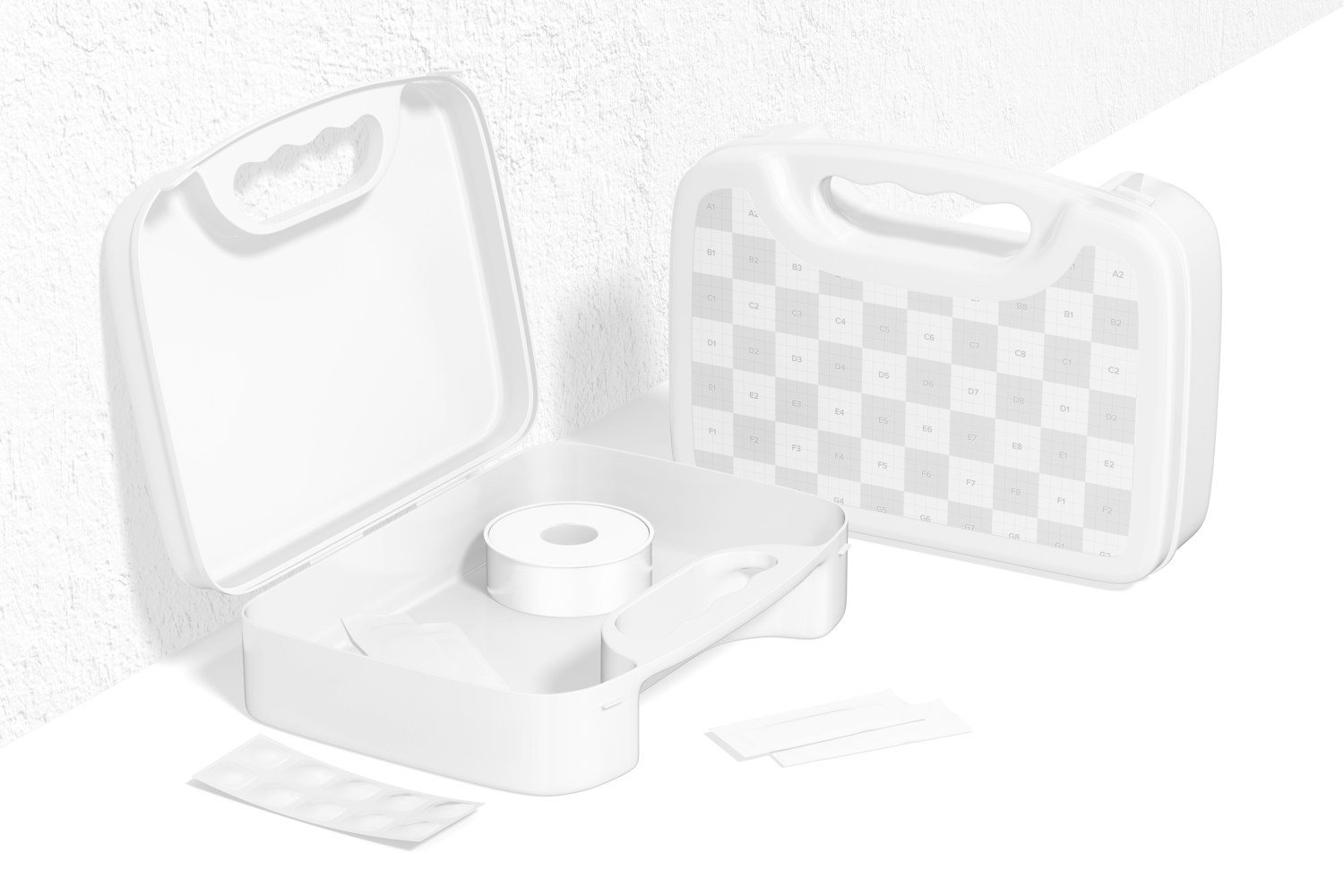 First Aid Kit with Handle Mockup, Opened and Closed