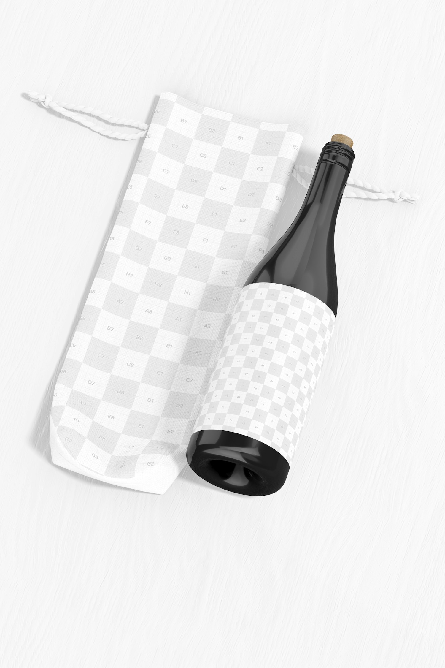 Wine Bottle Bag Mockup, Perspective
