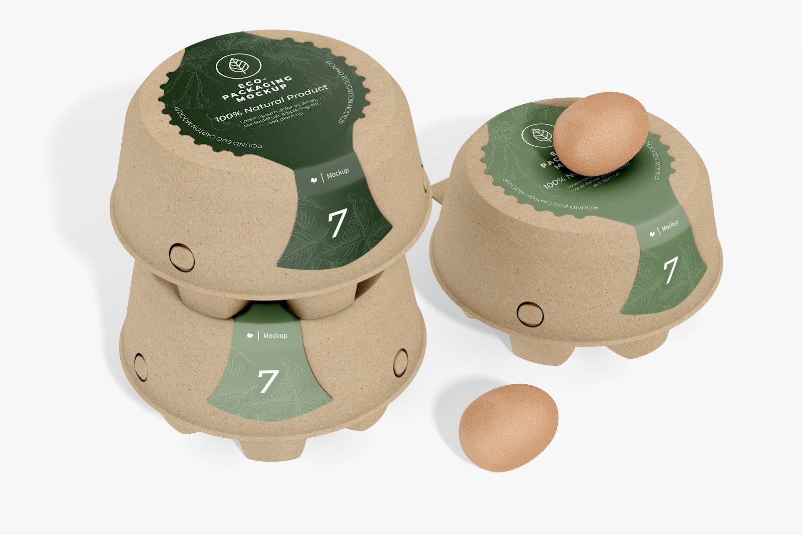 Round Egg Cartons Mockup, Stacked