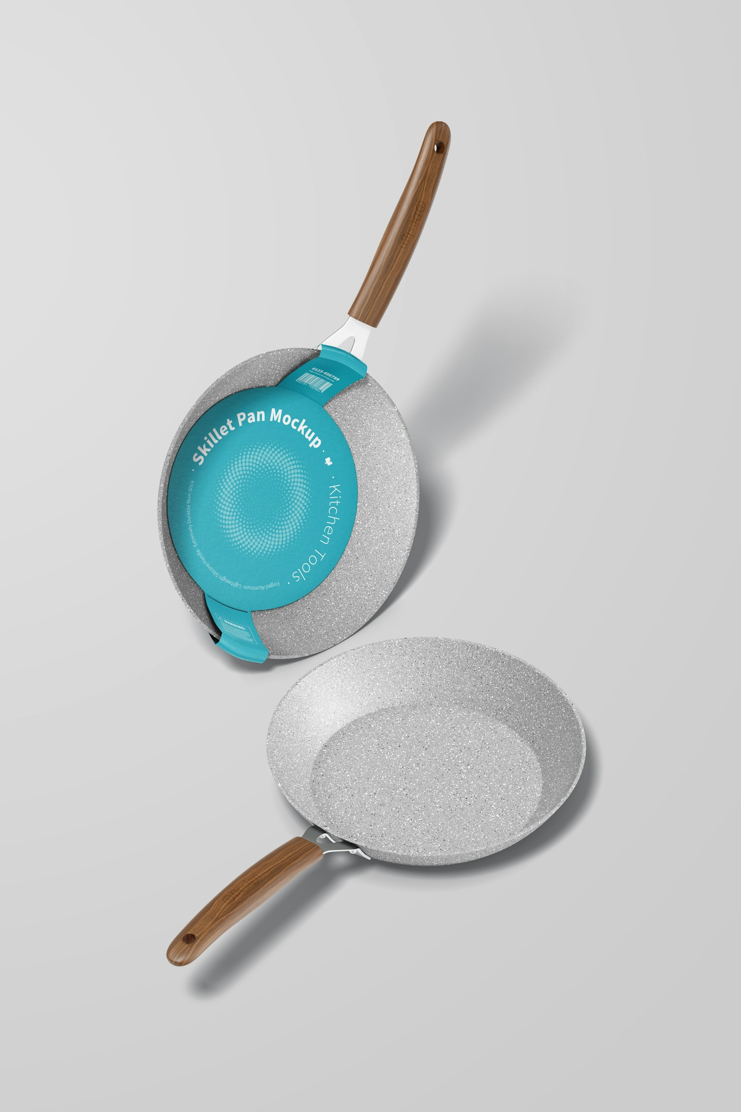Skillet Pans Mockup, Leaned and Dropped Skillet Pans Mockup, Leaned and Dropped
