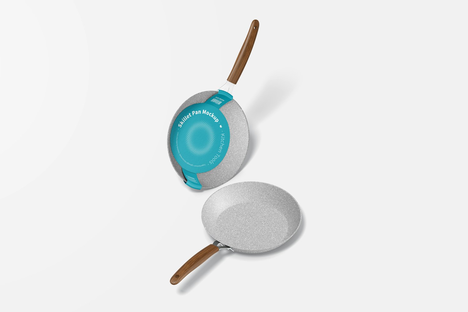 Skillet Pans Mockup, Leaned and Dropped Skillet Pans Mockup, Leaned and Dropped