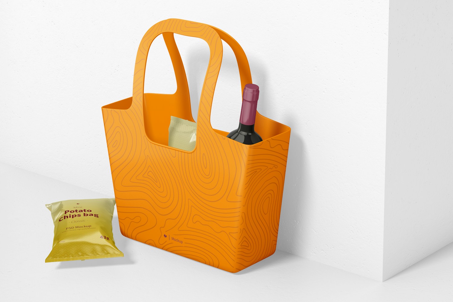 Plastic Shopping Bag Mockup, Side View Plastic Shopping Bag Mockup, Side View