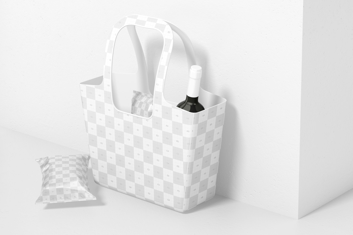 Plastic Shopping Bag Mockup, Side View Plastic Shopping Bag Mockup, Side View