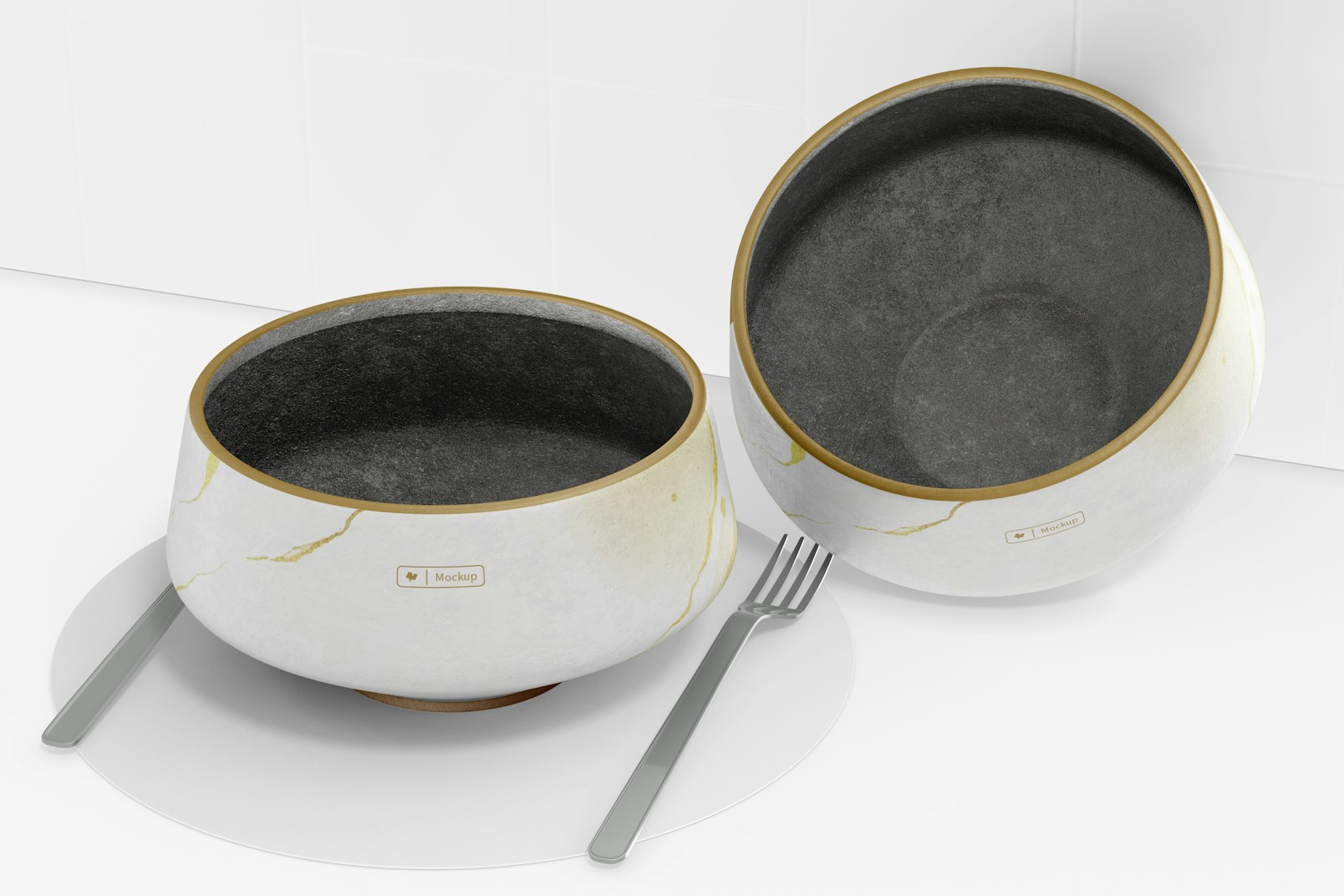 Japanese Style Bowls Mockup, Perspective