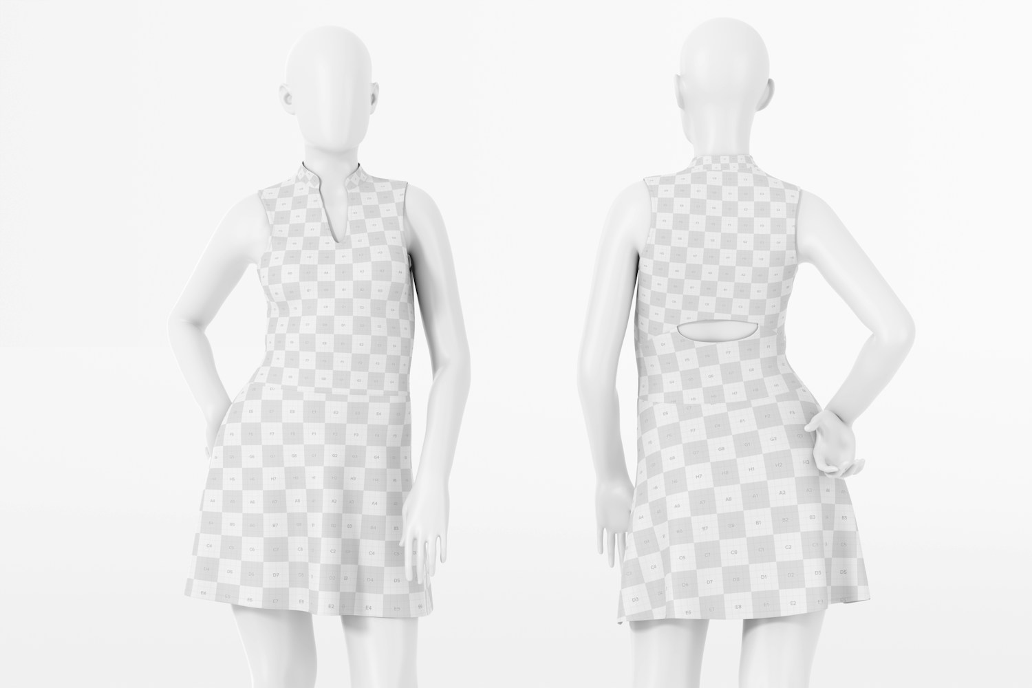 Tennis Dresses Mockup, Front and Back view