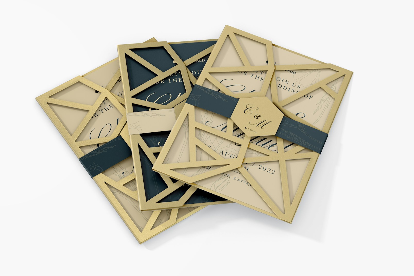 Geometric Gatefold Card Mockup, Perspective