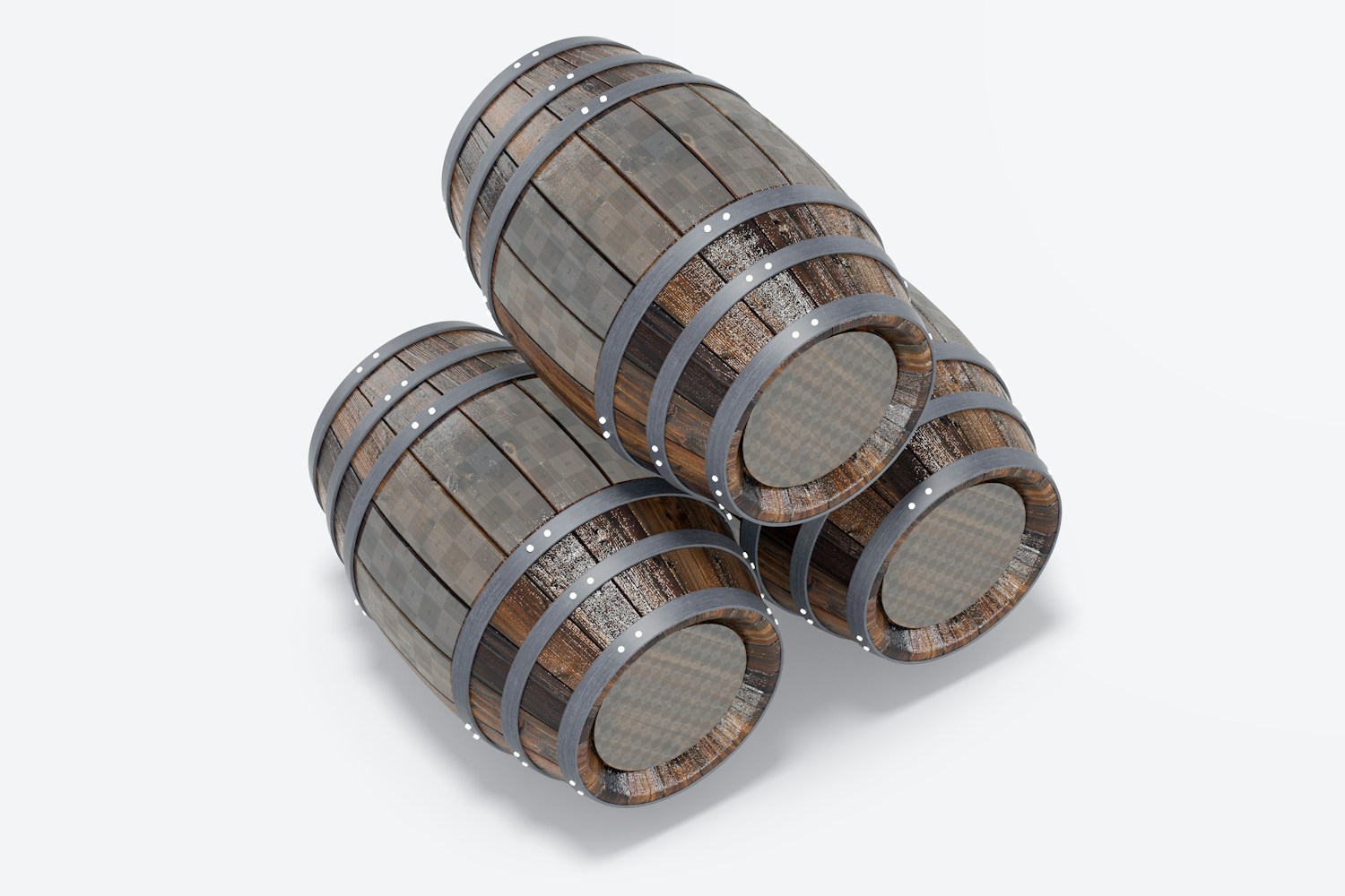 Wooden Barrels Set Mockup