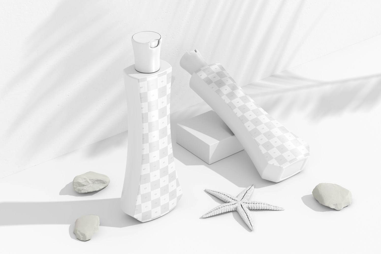 250 ml Cream Bottles Mockup, Standing and Dropped