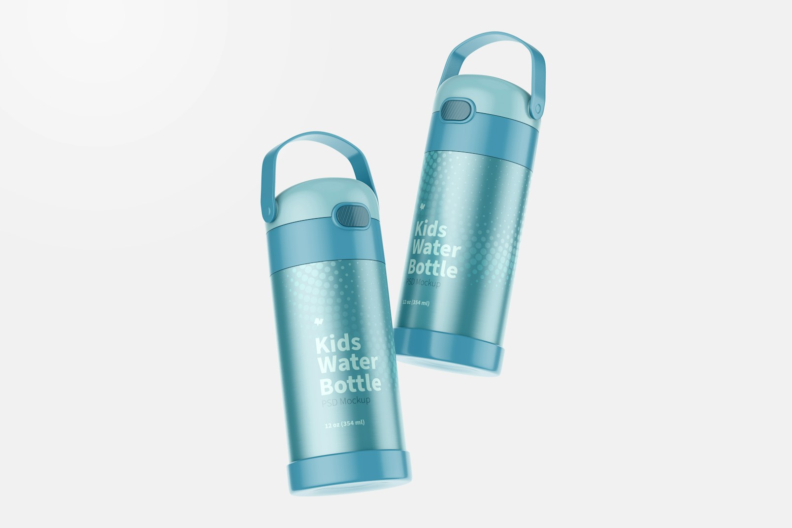 12 oz Kids Water Bottle Mockup, Floating