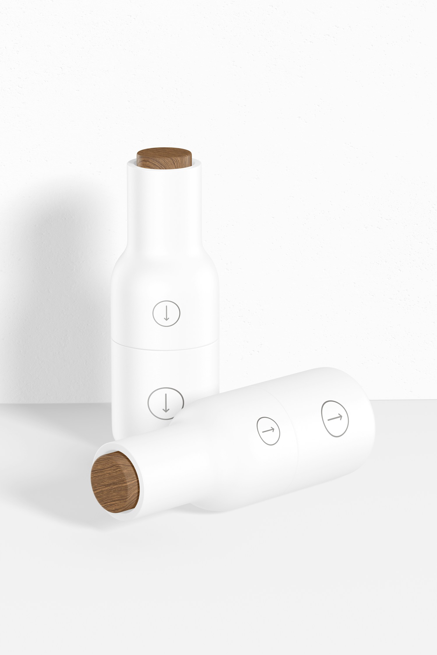 Salt and Pepper Grinder Mockup, Standing and Dropped