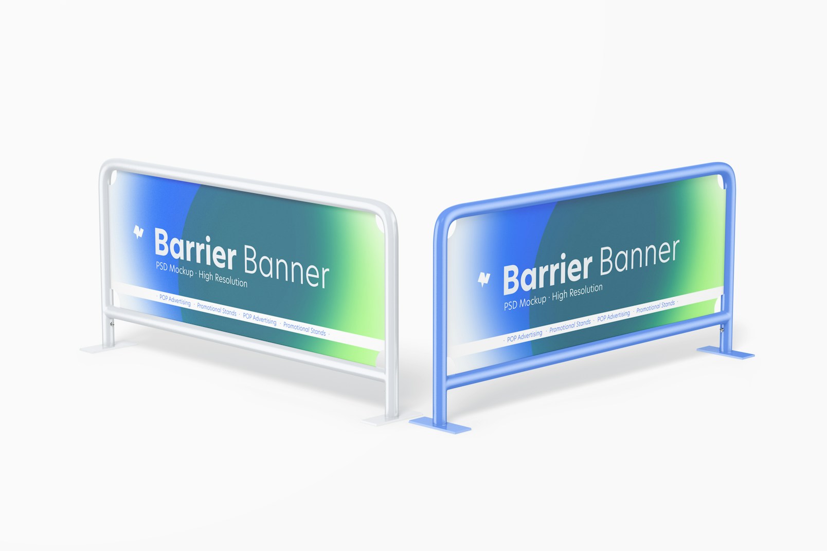 Barriers Banner Mockup, Perspective