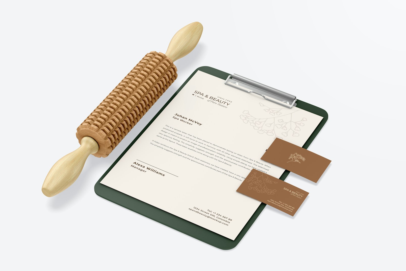 Spa and Beauty Stationery Scene Mockup, Perspective