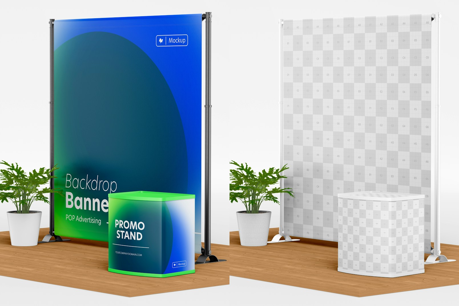 Backdrop Banner Stand with Counter Mockup