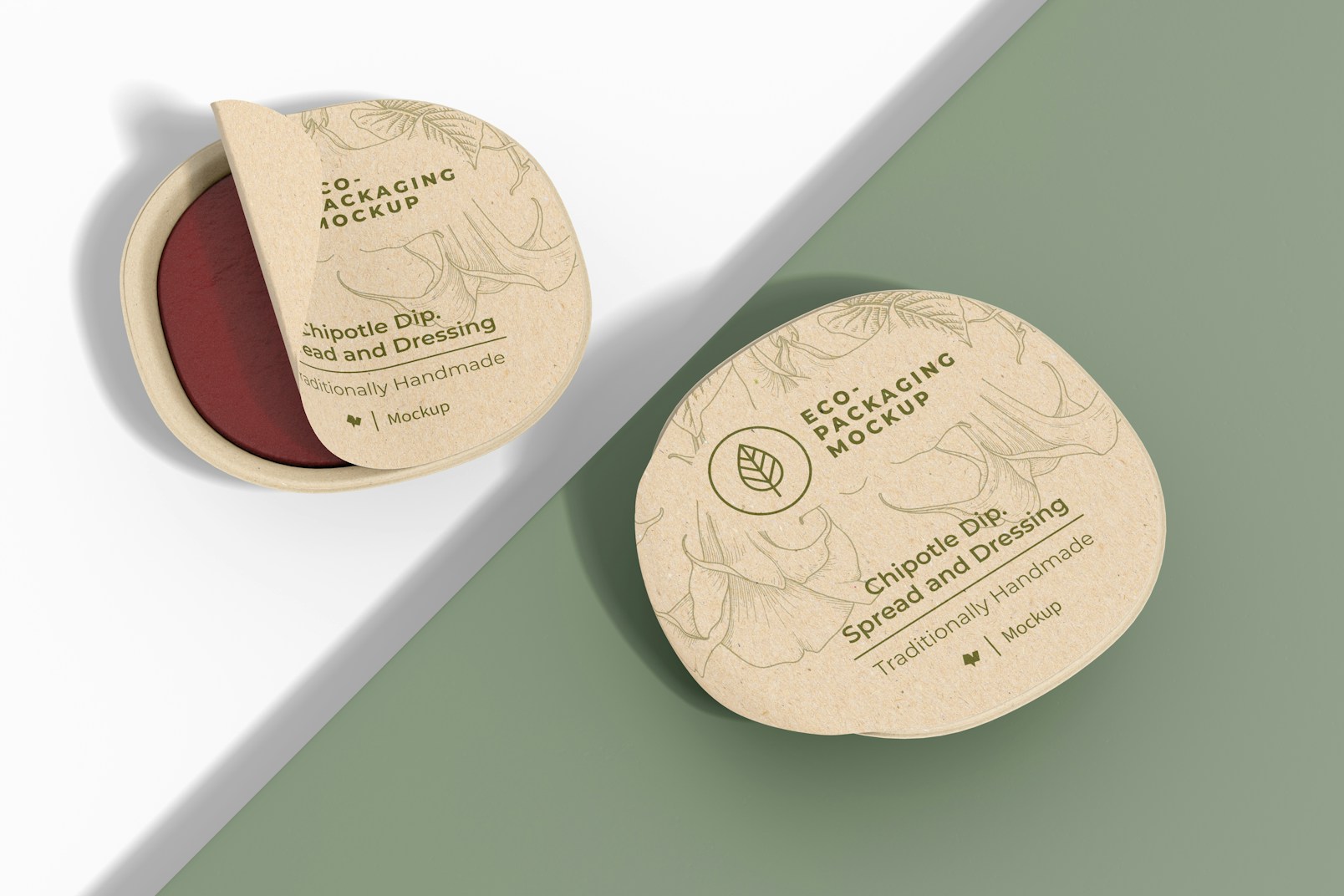 Biodegradable Dipping Sauce Containers Mockup, Perspective