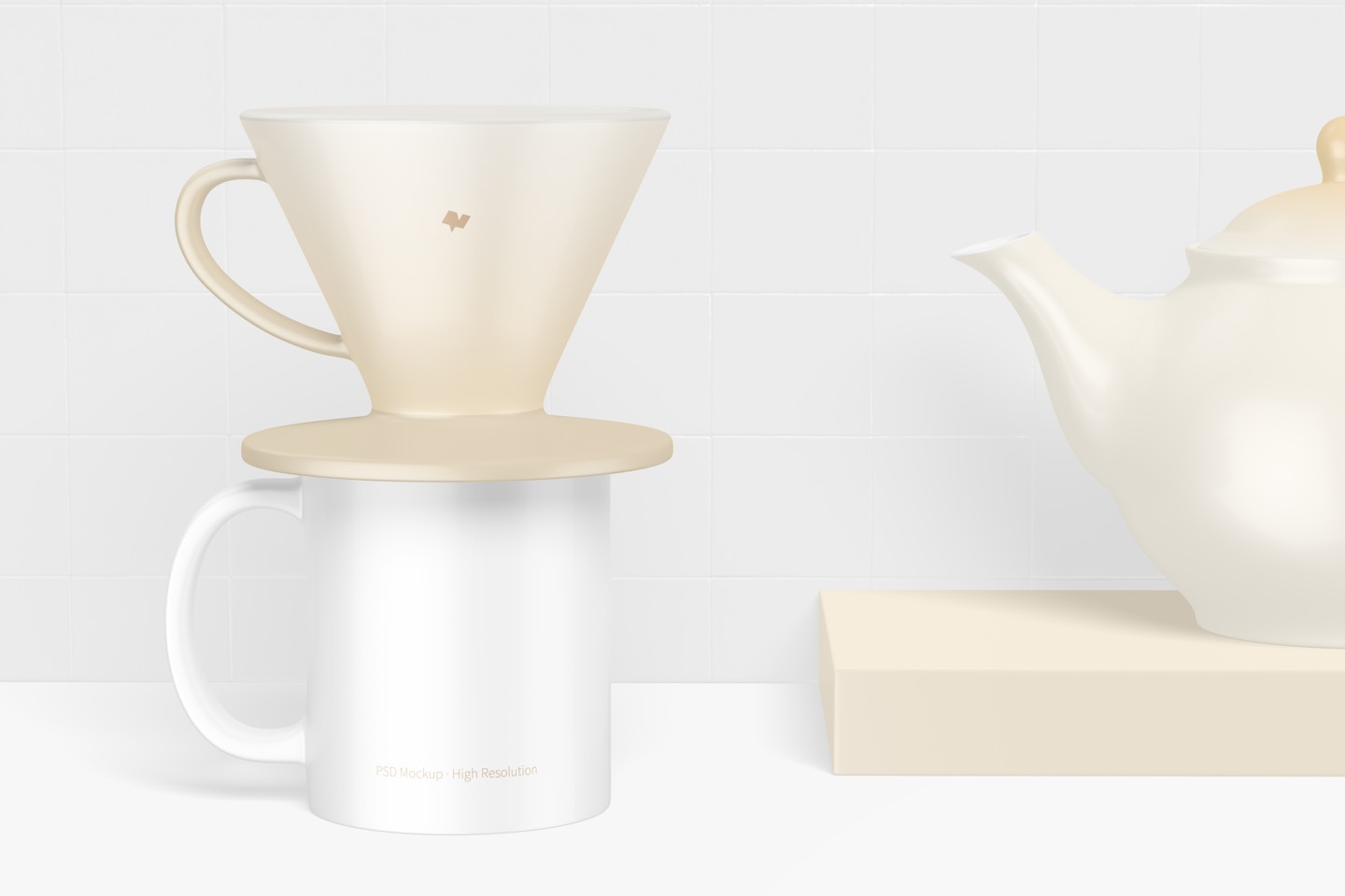 Coffee Dripper with Teapot Mockup