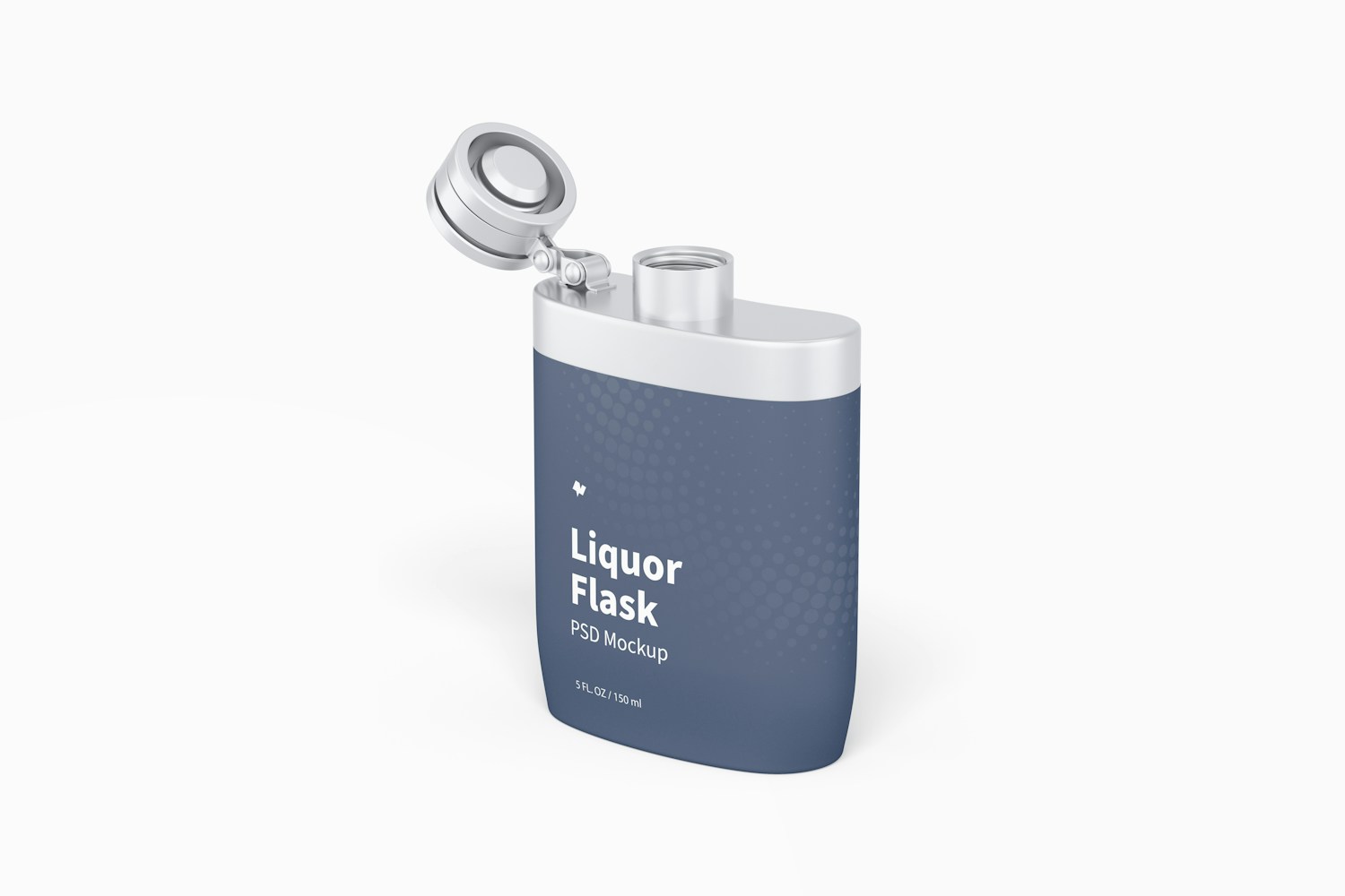 Liquor Flask With Plastic Wrap Mockup, Perspective Liquor Flask With Plastic Wrap Mockup, Perspective