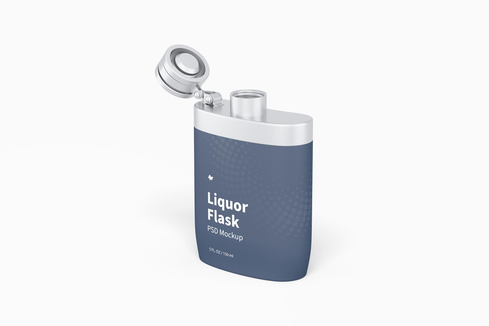 Liquor Flask With Plastic Wrap Mockup, Perspective