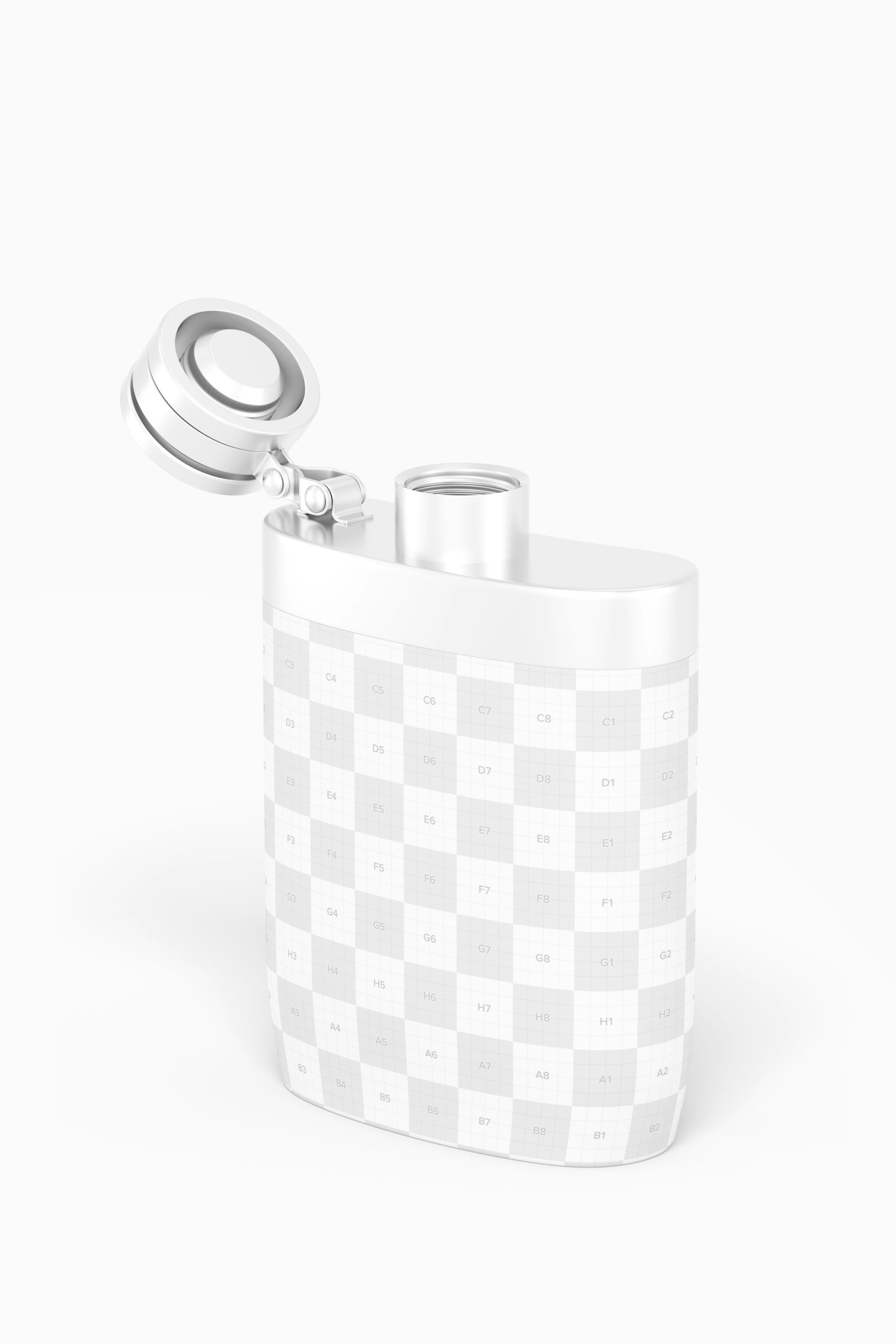 Liquor Flask With Plastic Wrap Mockup, Perspective Liquor Flask With Plastic Wrap Mockup, Perspective