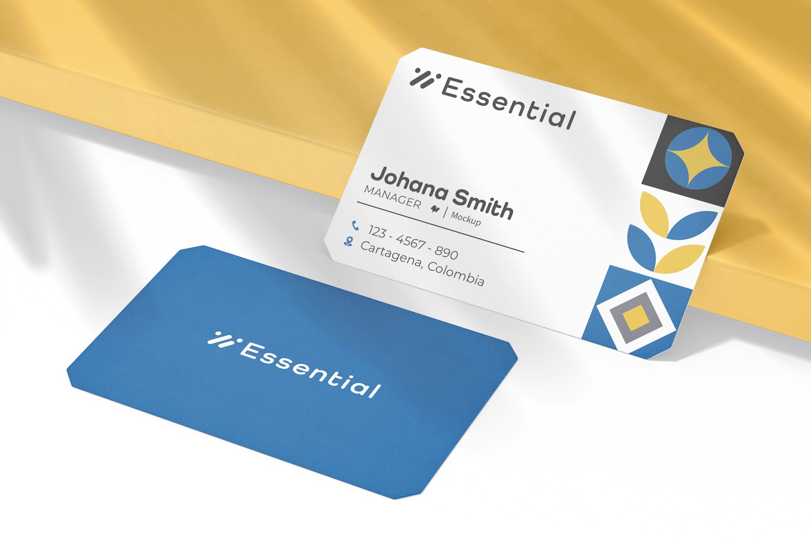 Business Cards with Beveled Corners Mockup