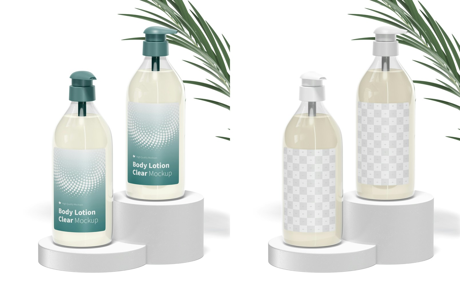 Body Lotion Clear Bottle Mockup, Perspective