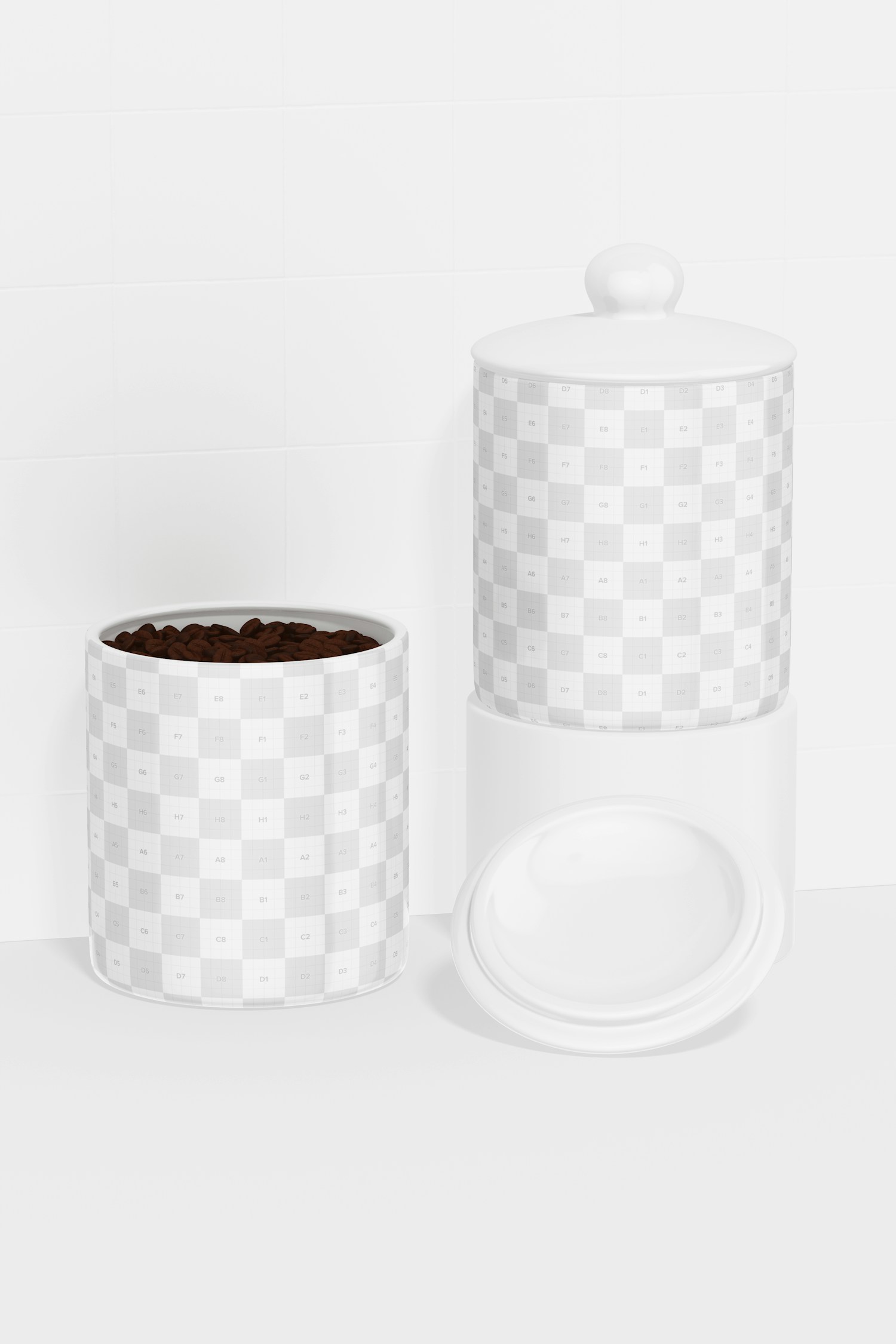 Coffee Canisters Mockup, Front View