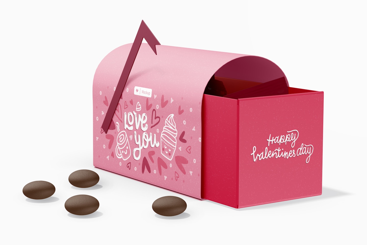 Mailbox Candy Box Mockup, With Chocolates