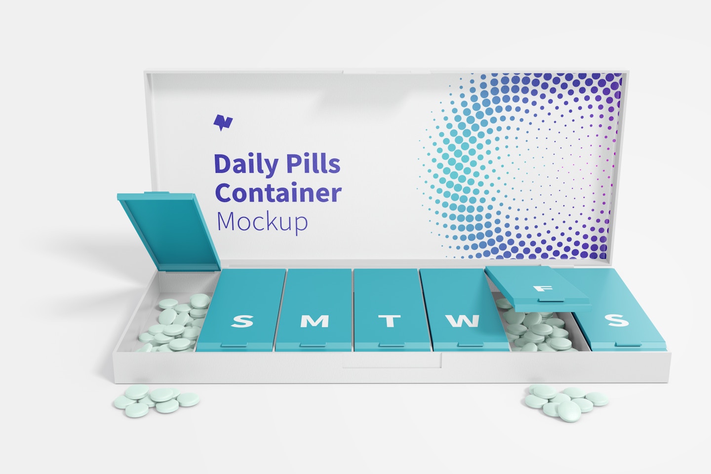 Daily Pills Container Mockup, Front View