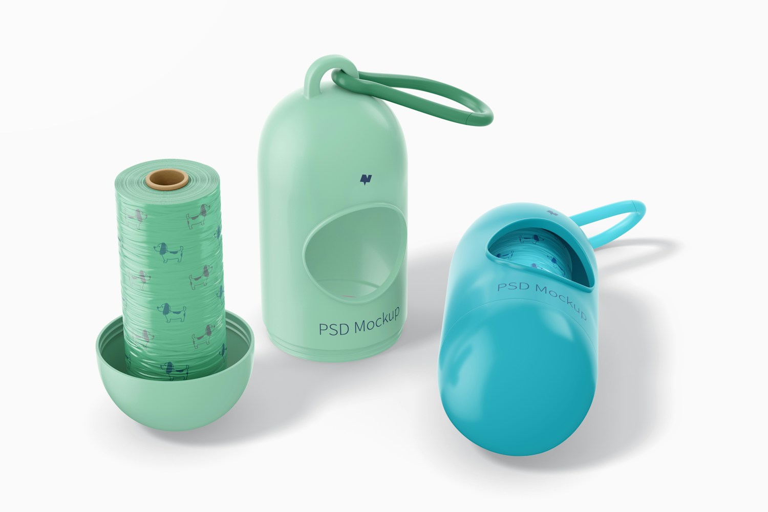 Pet Bag Dispensers Mockup, Opened and Closed Pet Bag Dispensers Mockup, Opened and Closed