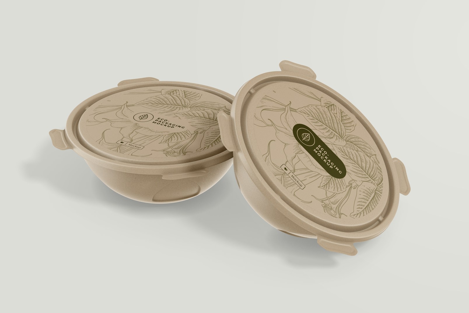 Compostable Bowls with Lid Mockup, Leaned