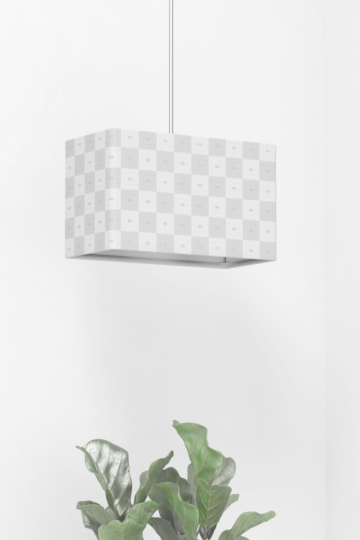 Rectangular Pendant Lamp Mockup, with Plants