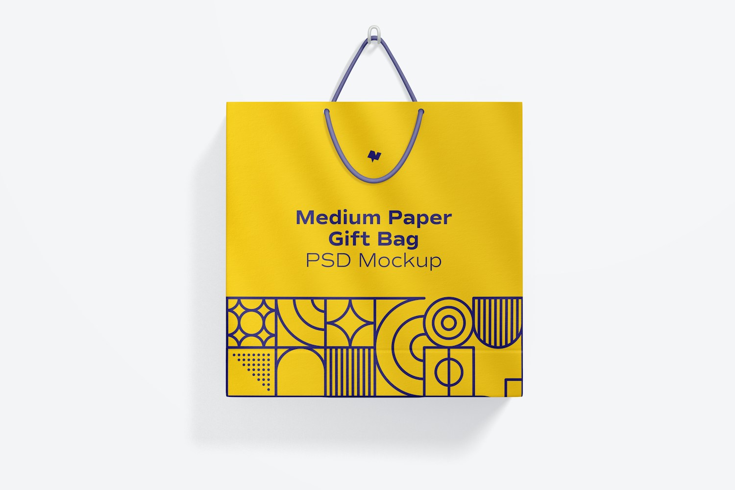 Medium Paper Gift Bag With Rope Handle Mockup, Hanging
