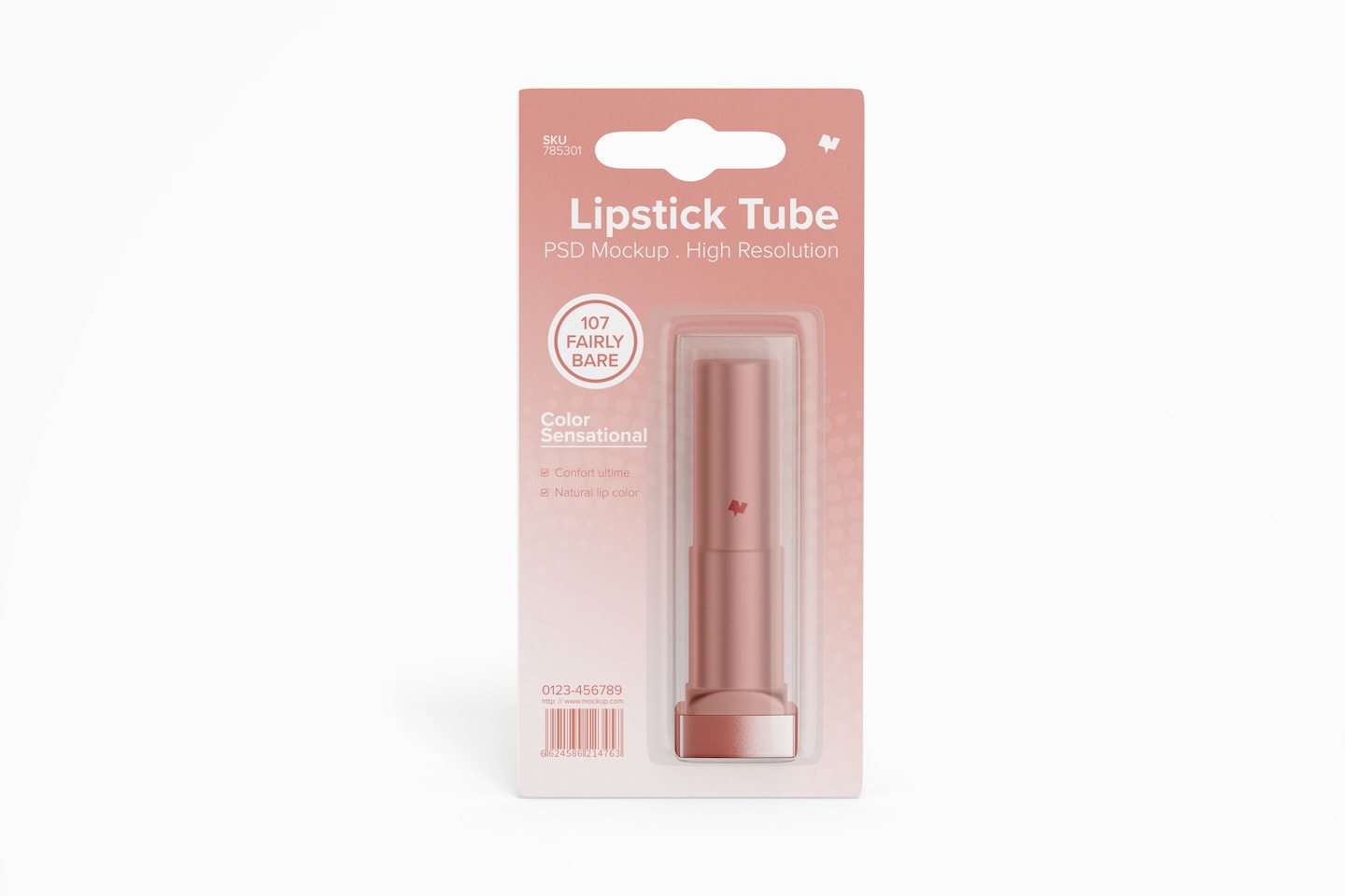 Lipstick Tube on Blister Mockup, Front View