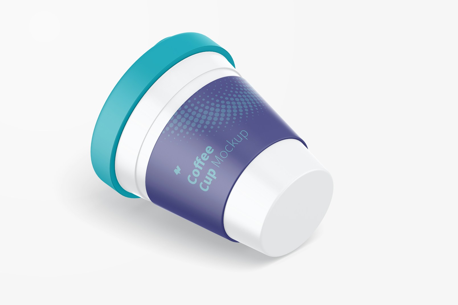Coffee Cup with Lid Mockup, Isometric Right View