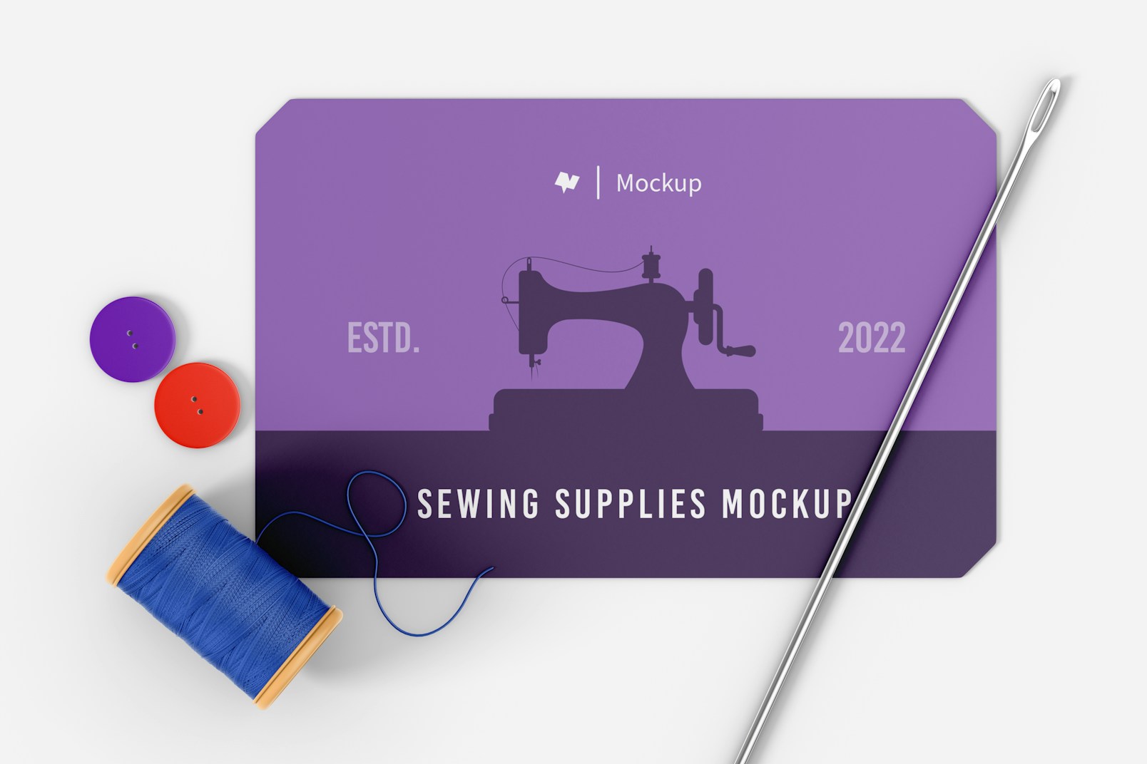 Sewing and Stationery Mockup, Top View