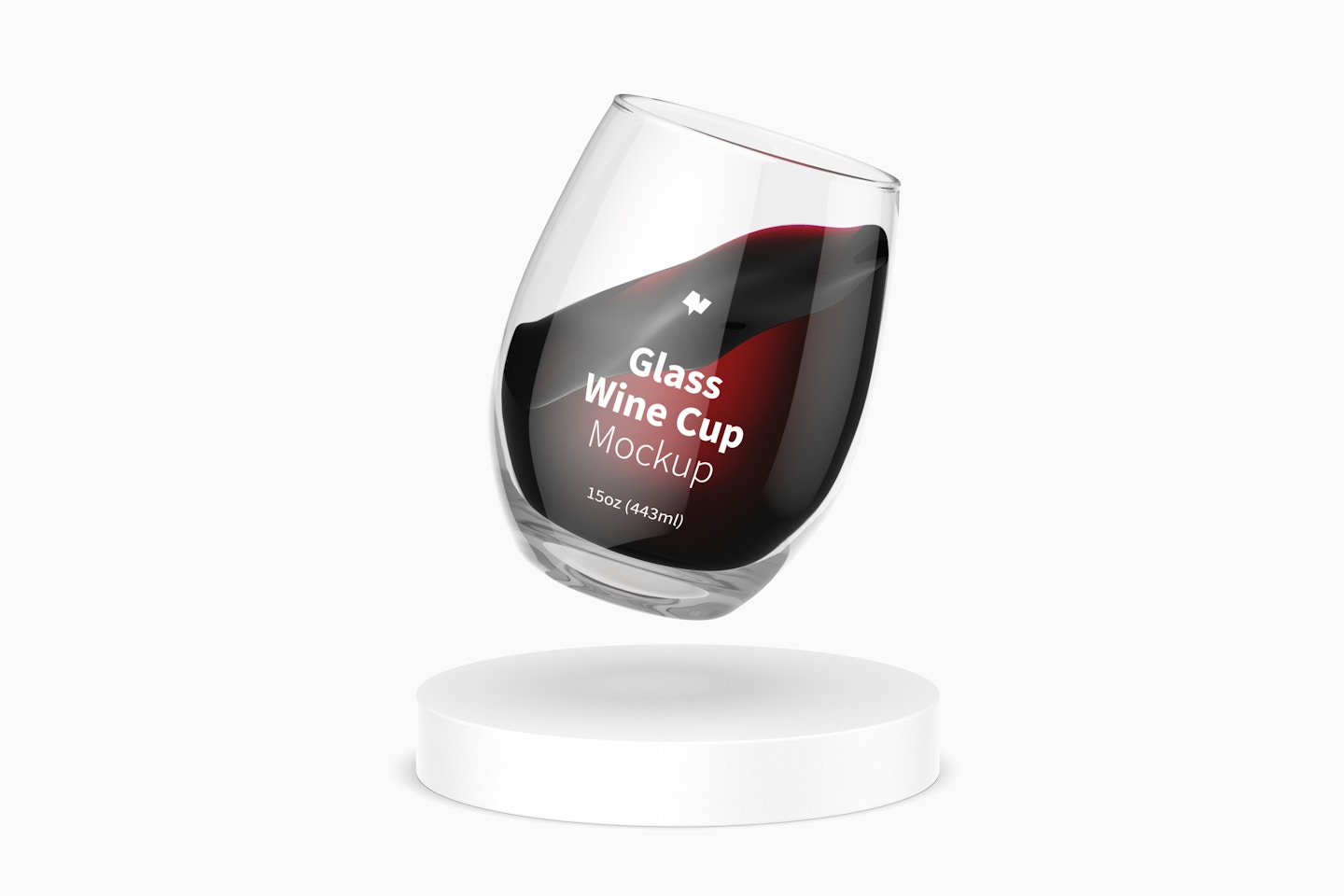 15 oz Glass Wine Cup Mockup, Floating