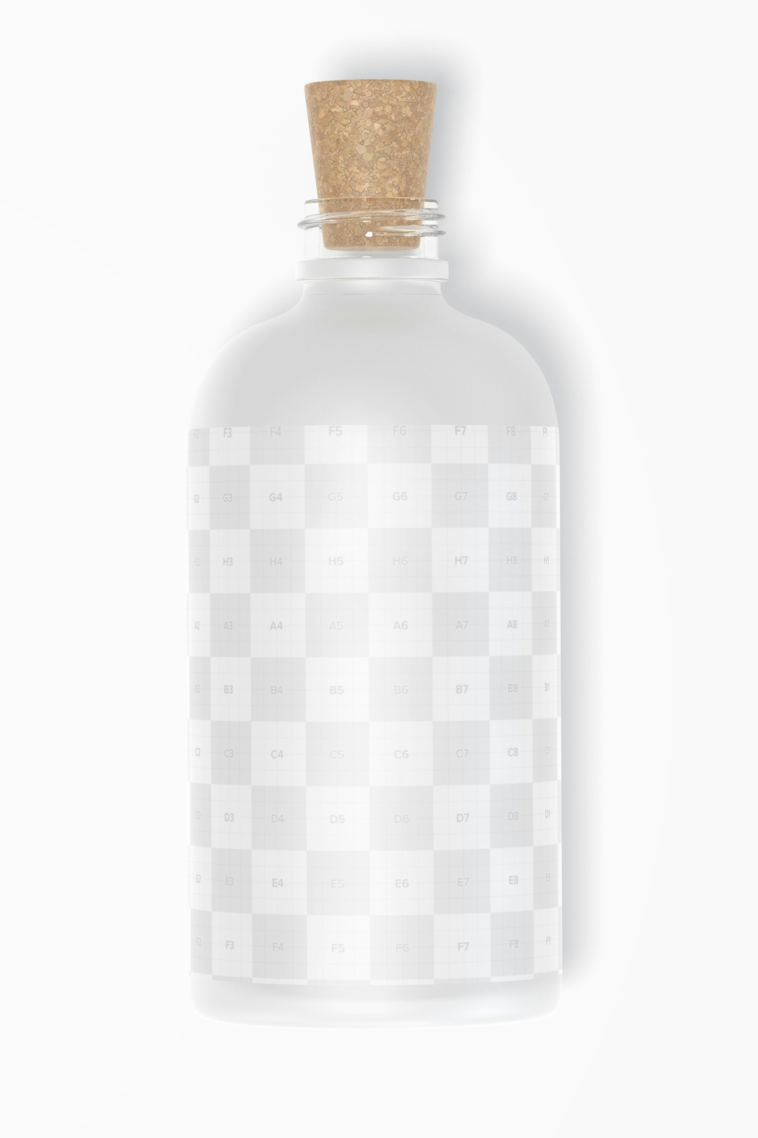 Frosted Glass Bottle with Cork Mockup, Top View