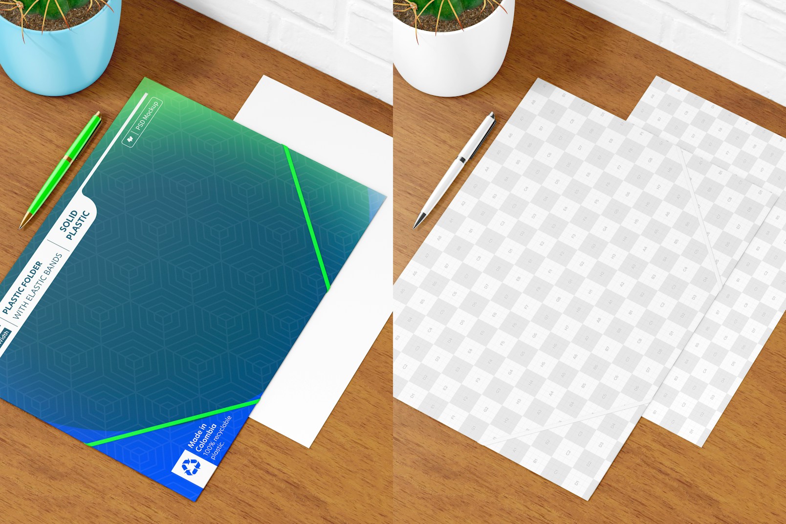 Plastic Folder with Elastic Bands Mockup