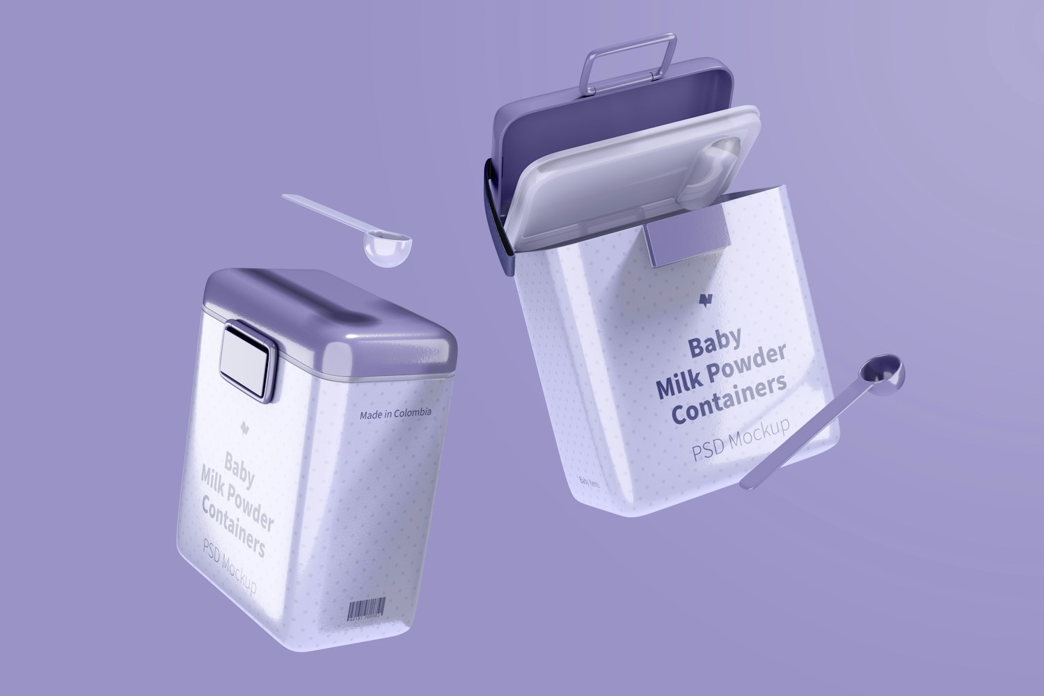 Large Baby Milk Powder Container Mockup, Floating Large Baby Milk Powder Container Mockup, Floating