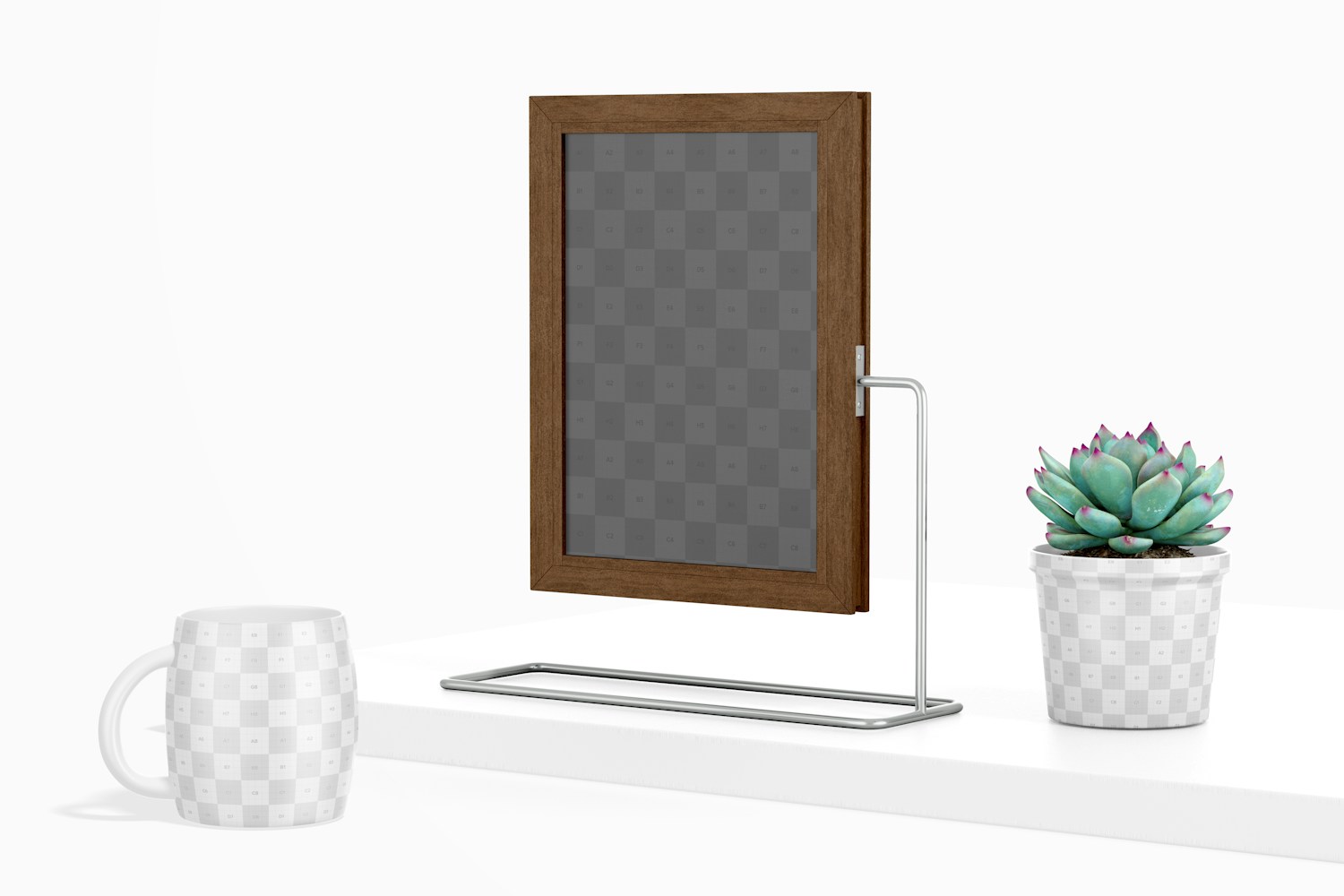 Chalkboard with Metal Stand with Plant Mockup