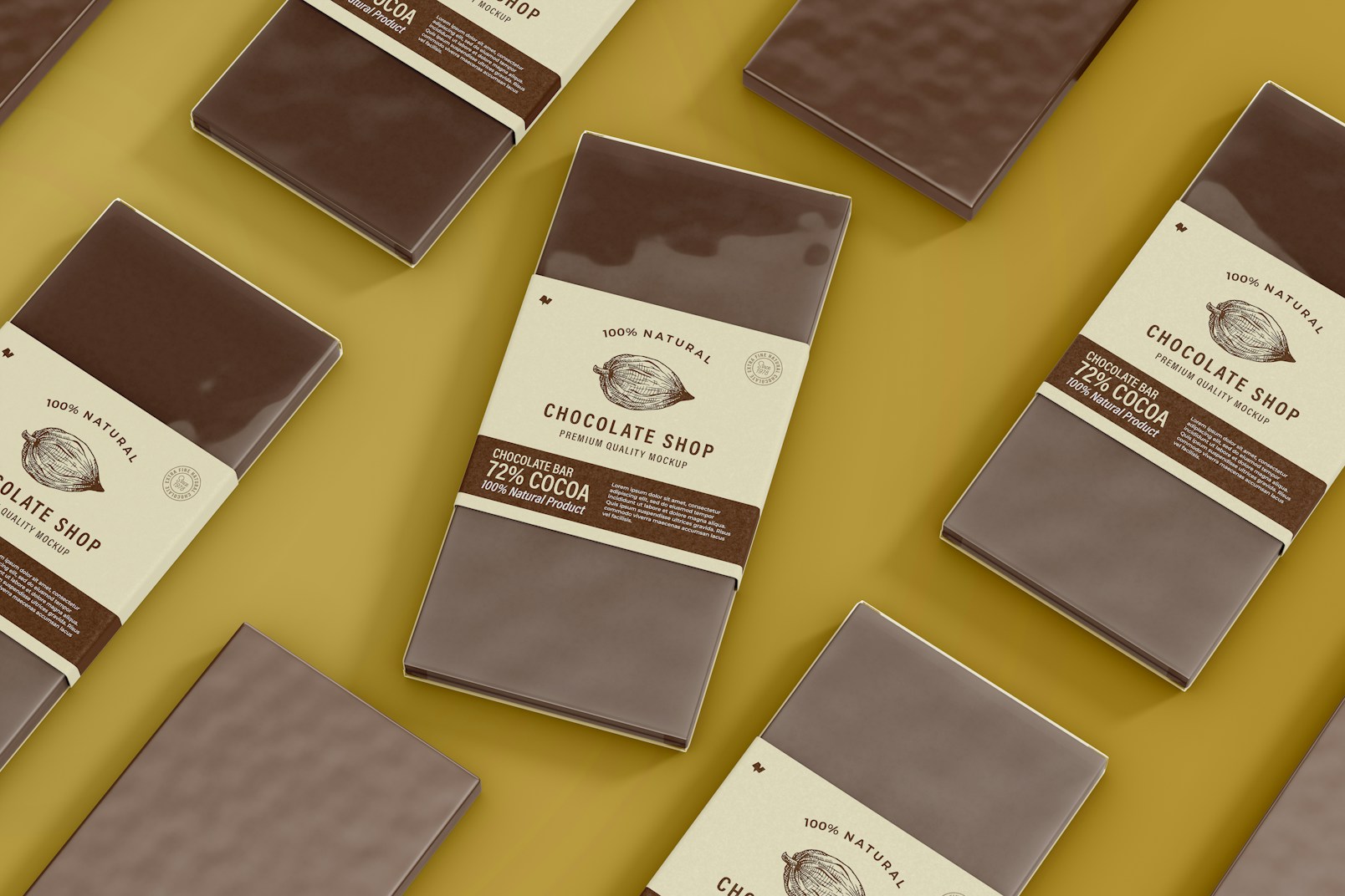 Chocolate Bars with Label Mockup, Perspective