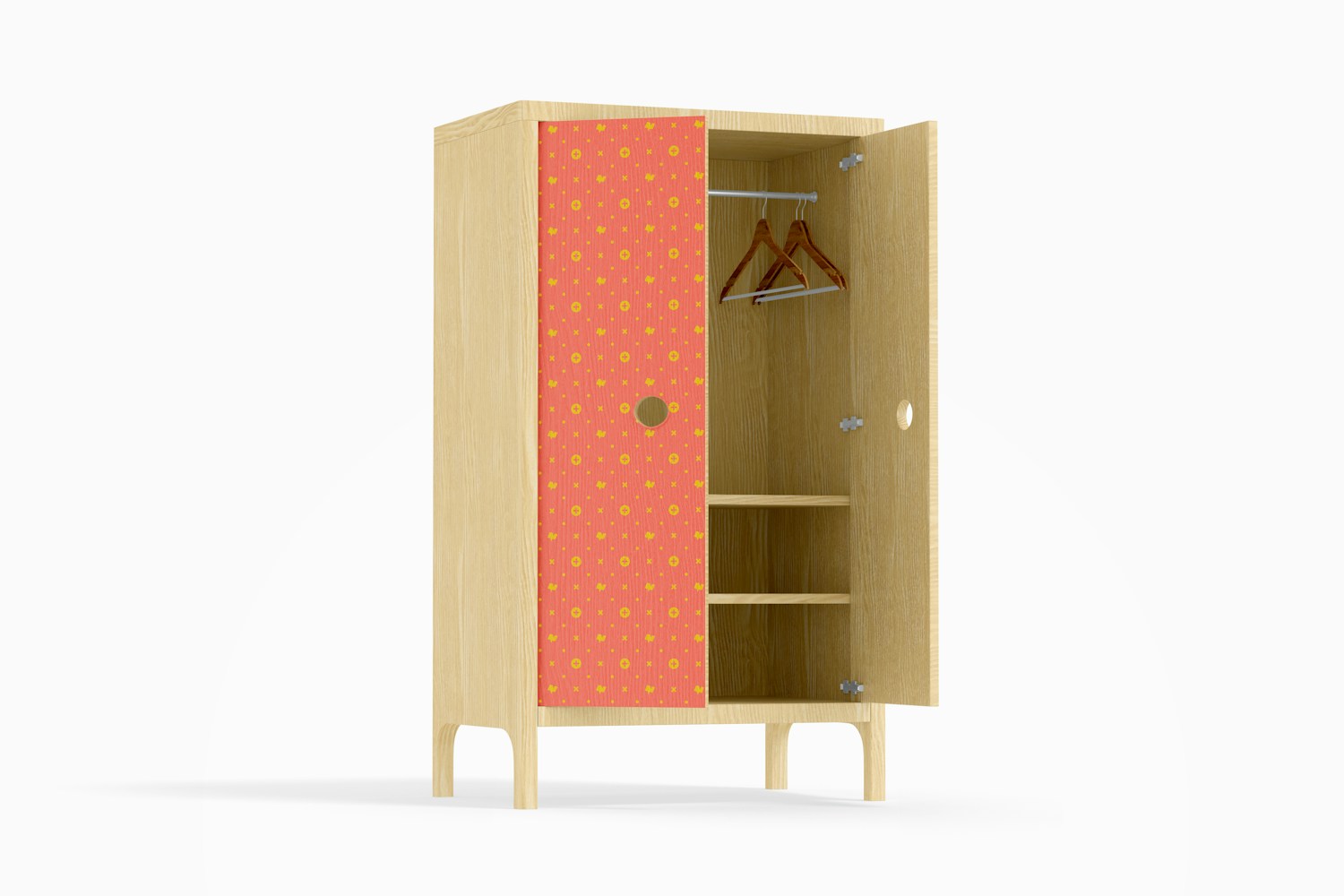 Childrens Wardrobe Mockup, Opened Childrens Wardrobe Mockup, Opened