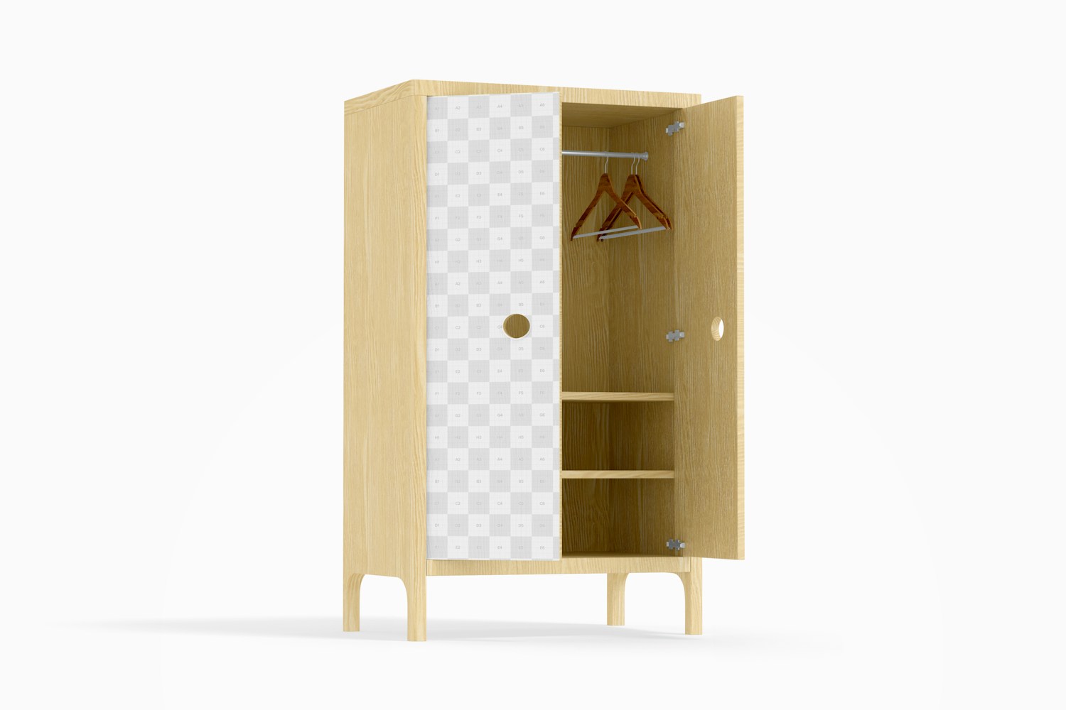 Childrens Wardrobe Mockup, Opened Childrens Wardrobe Mockup, Opened