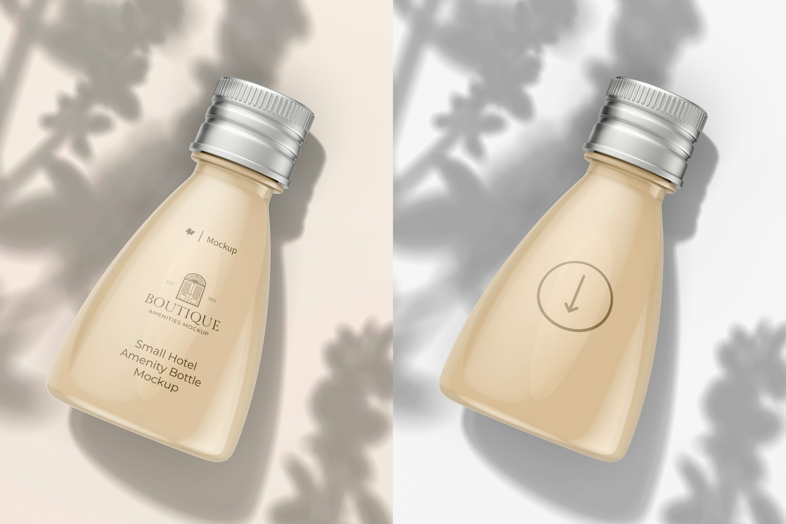 Small Hotel Amenity Bottle Mockup, Top View