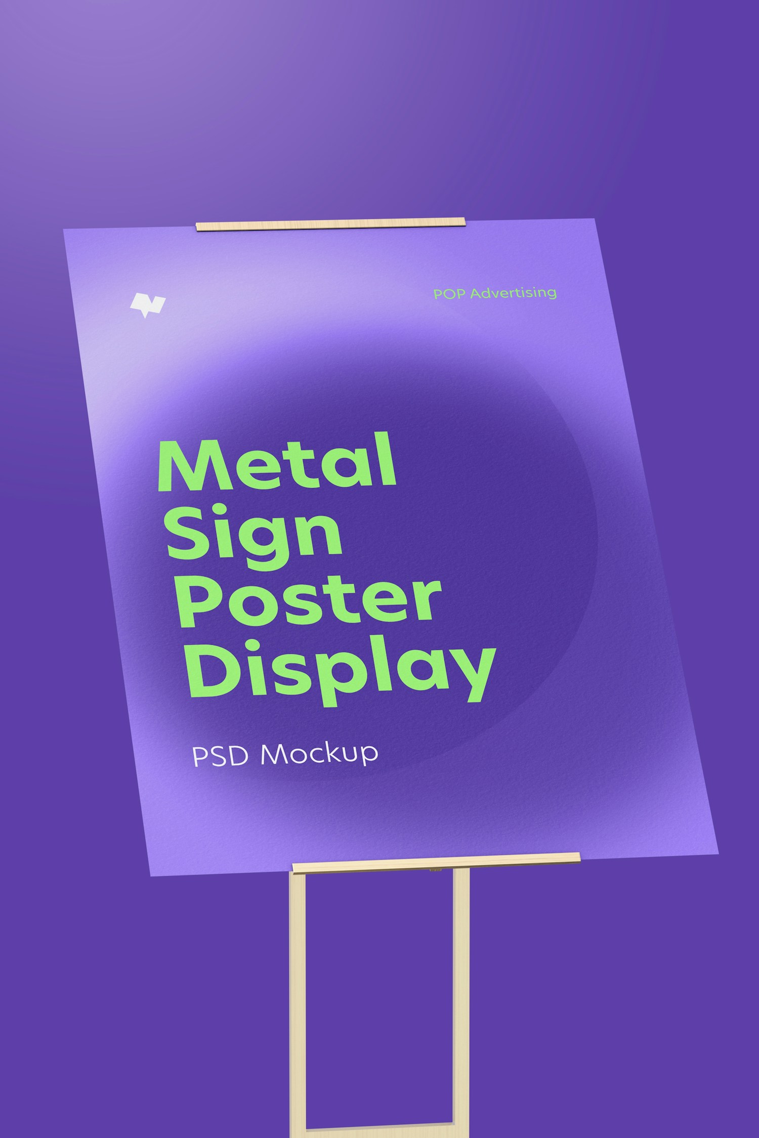 Metal Sign Poster Floor Display Mockup, Close-Up